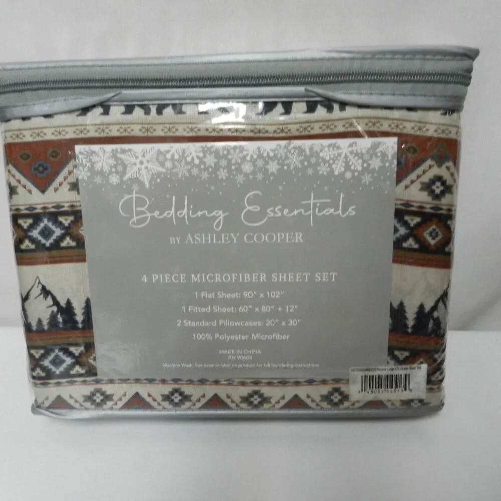 Ashley Cooper Pocono Lodge 4 piece Micro Fiber Queen sheet set green NEW NWT